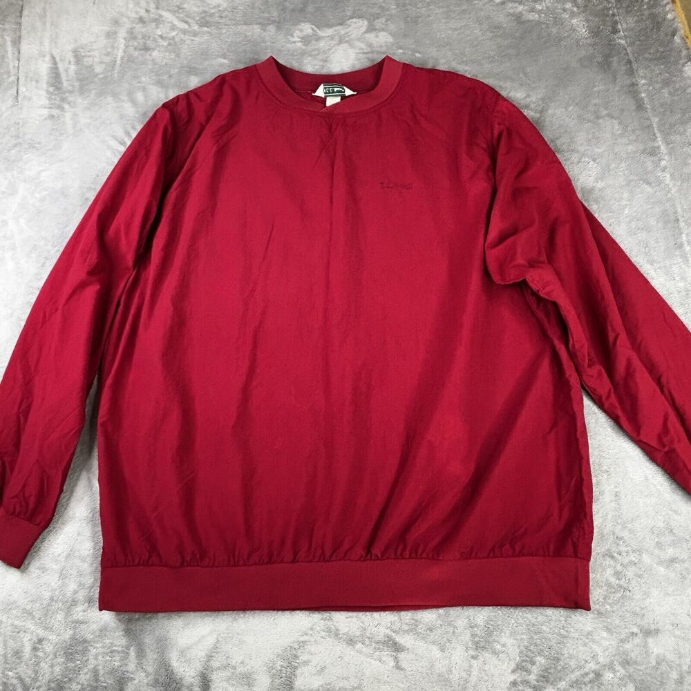 L.L. Bean Wind Shirt Men XL tall Rose Red Pullover Long Sleeve Crew Neck Vintage